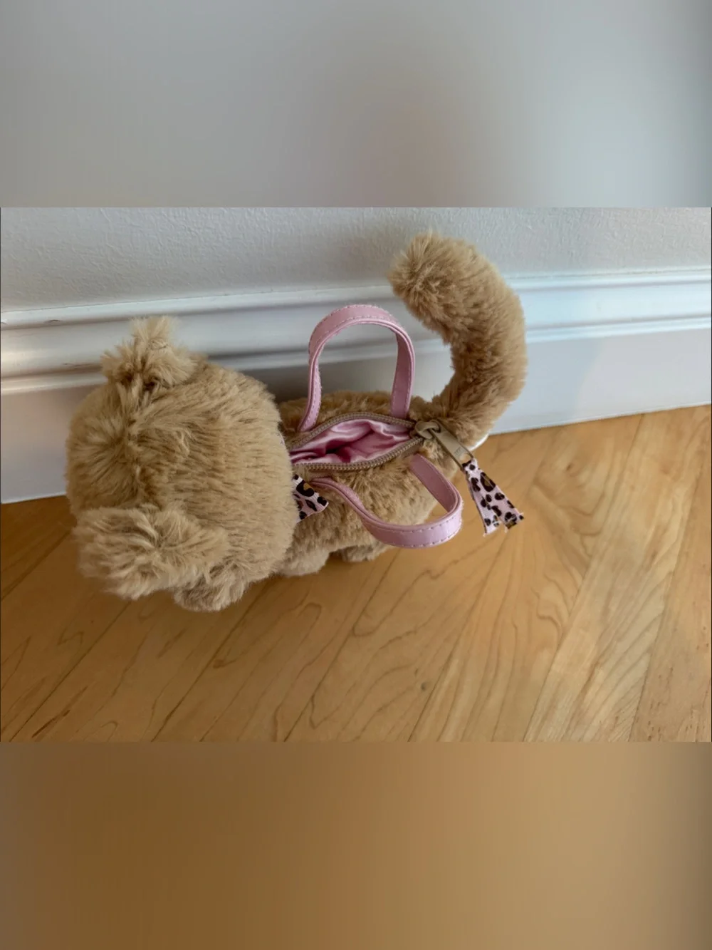 Gymboree Plush Tan Kitty Toy Purse with Pink Handles